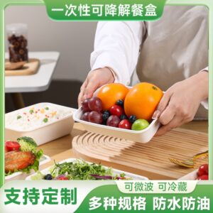 一次性餐盒，甘蔗浆，环保可降解， 耐高温120°，低温-5° 可放微波炉加热