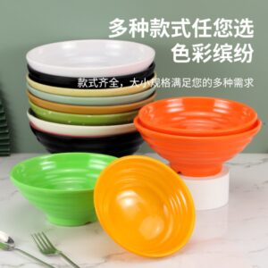 餐厅面碗A5密胺加厚，美耐皿，纯色，工艺釉中彩