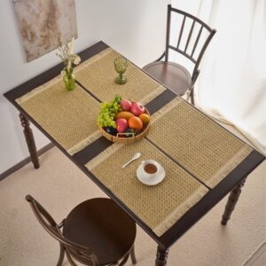 美式防烫桌垫田园风纯色编织流苏餐盘垫装饰美化餐具垫