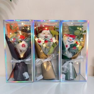 餐厅赠品 圣诞节花束 礼盒包装，手工制作 11*25cm