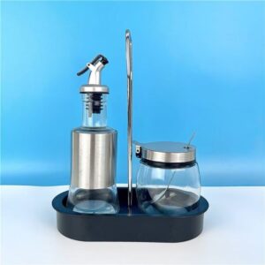 玻璃（瓶+罐+提手底座） 调料品瓶子+手提底座