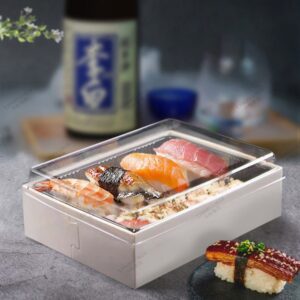 日料一次性打包盒 外盒白杨木，内盒PET塑料