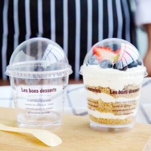 果冻慕斯杯 PS塑料，不可微波炉 支持印logo