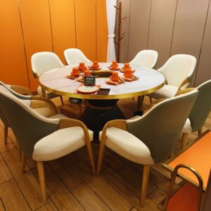 岩板实木火锅桌电磁炉串串烧烤商用烤肉店桌椅桌火锅店专用