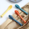 三合一便携式刀叉勺子家庭小麦秸秆勺叉西餐餐具PP塑料4支套装