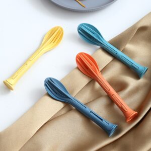 三合一便携式刀叉勺子家庭小麦秸秆勺叉西餐餐具PP塑料4支套装