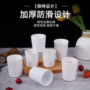 白色密胺杯子水杯直身杯商用餐厅饭店茶杯牛奶咖啡杯耐摔塑料杯子