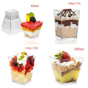60ml120150ml一次性塑料方形雪糕杯跨境甜品杯慕斯杯